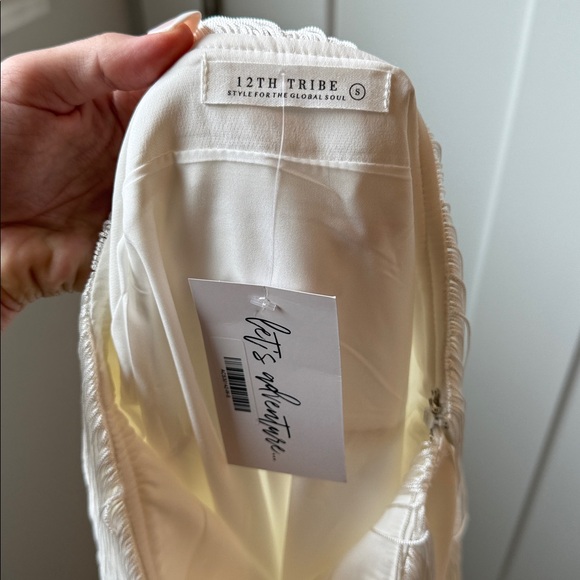 12th Tribe Gatsby White Fringe Midi Skirt & Gatsby White Fringe Strapless Top - Picture 5 of 6